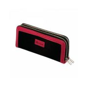 Двойной футляр для ножниц Dewal, полимерный материал, чёрно-розовый, 9х21 см