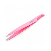 Пинцет Metzger PT-862(2)-PK, скошенный, с расчёской, розовый