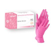 Перчатки нитриловые EcoLat, фуксия текстурированные, неопудренные, L, 8-9, 3,5гр, 100шт