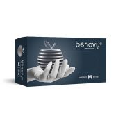 Перчатки нитриловые BENOVY Q, текстурированные, неопудренные, белые S, 6-7, 3,5гр, 100шт