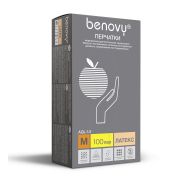 Перчатки латексные неопудренные BENOVY Q, 5,4гр, М, 100шт, бежевые