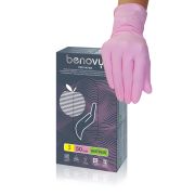 Перчатки нитриловые неопудренные Benovy Q, розовые, текстурированные, 3,6 гр, размер S, 100 шт