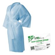 Халат-кимоно бусидо с рукавами IGRObeauty, SMS, голубой, 25 г/м2, 10 шт