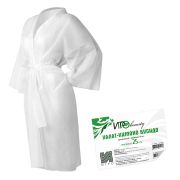 Халат-кимоно бусидо с рукавами IGRObeauty, SMS, белый, 25 г/м2, 10 шт