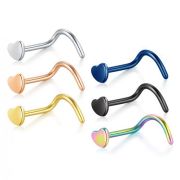 Пирсинг носа улитка 0,8 мм СЕРДЦЕ, цветное титан ЧЕРНОЕ 2,5мм