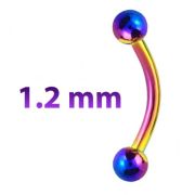 Микробанан-пирсинг  Брови изгиб  6мм-3мм  ( Радужный )