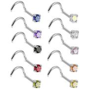 Пирсинг носа улитка 0,8 мм круглый циркон 3 мм (7мм) СЕРЕБРО