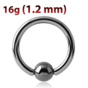 Кольцо Черное с шариком 8мм-10мм