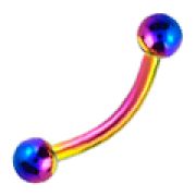 Микробанан-пирсинг  Брови изгиб  9мм-3мм  ( Радужный )