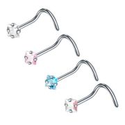 Пирсинг носа улитка КВАДРАТНЫЙ циркон Серебро