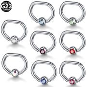 Кольцо-D 1,2 мм. Титан. Шарик с кристаллом АКВАМАРИН голубой