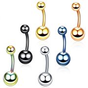 Пирсинг пупка без камня ЦВЕТНОЕ-Титановое покрытие СВЕТЛЫЙ-РАДУЖНЫЙ