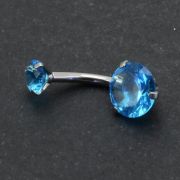 Пирсинг пупка  КРУГЛЫЙ ЦИРКОН (Аквамарин голубой) 8мм