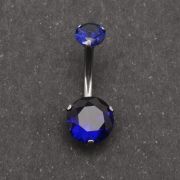 Пирсинг пупка  КРУГЛЫЙ ЦИРКОН (Темно-Синий) 8мм