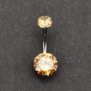 Пирсинг пупка  КРУГЛЫЙ ЦИРКОН (Красно-Ораньжевый) 8мм