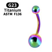 Пирсинг пупка без камня ТИТАН Радужное АНОДИРОВАНИЕ 10мм