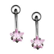 Пирсинг пупка ЗВЕЗДА-Кристалл (Св.-розовый)