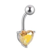 Пирсинг пупка СЕРДЦЕ-Кристалл  (ЖЕЛТЫЙ)