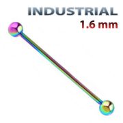 Индастриал-штанга 1,6мм (Радужное тит.покрытие) штанга 35мм шарики 5мм