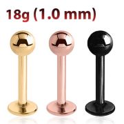 Лабрета 1,0 мм. ЦВЕТНОЕ титановое покрытие ЗОЛОТОЙ (8мм, 3мм)