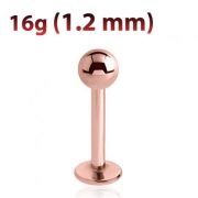 Лабрета 1,2 мм. РОЗОВОЕ ЗОЛОТО титановое покрытие (10мм/8мм, 3мм)
