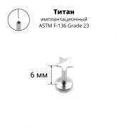 Лабрета 1,2 мм Push-in. (вставляется) Титан. Звезда длинна стержня 6мм