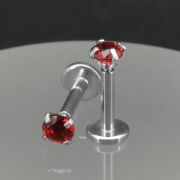Лабрета-Интернал 1,2мм, Круглый циркон 3 мм (6мм Рубиновый)