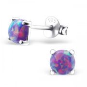 Серьга-гвоздик. Круглый опал в цапах. LAVANDER 1шт