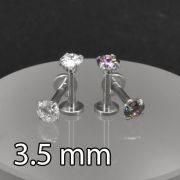 Лабрета-Интернал 1,2мм, Круглый циркон 3,5 мм (6мм ПЕРЛАМУТР фио-зел)