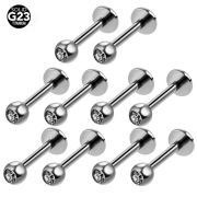 Лабрета 1,2 мм. 8ммТитан. Шарик 3 мм с кристаллом (8мм)